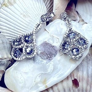 Sterling Silver Earrings with purple color stones